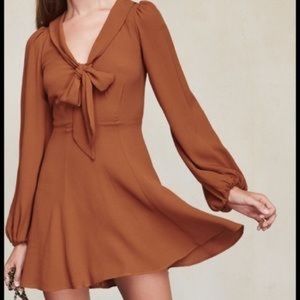 Reformation Rosetta Dress in Cognac